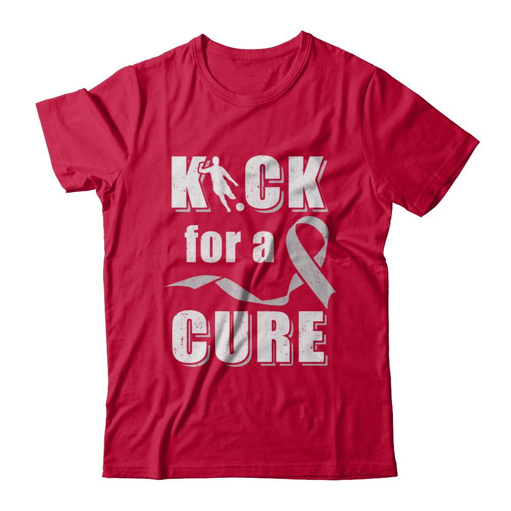 Kick For A Cure Soccer Gray Brain Cancer Diabetes Awareness-T-Shirt & Hoodie-Classic T-Shirt-Red