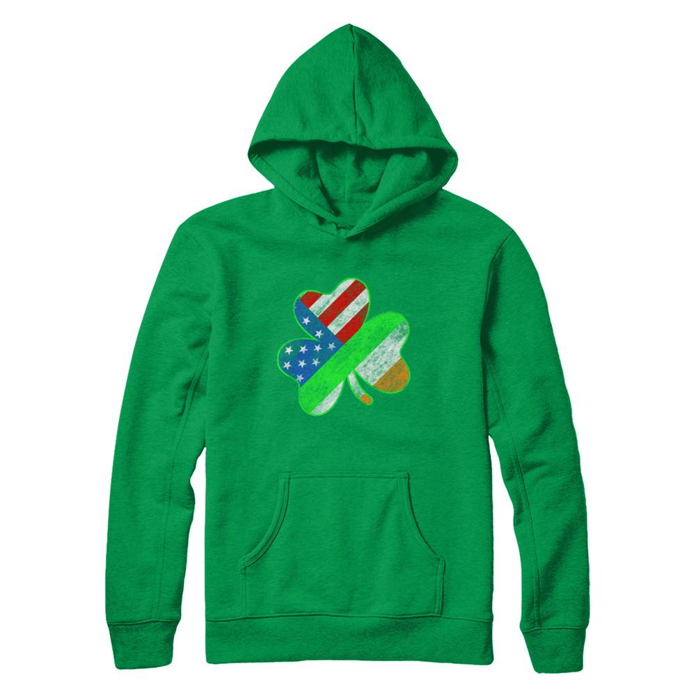 Vintage AMERICAN FLAG Ireland St Patricks Day-T-Shirt & Hoodie-Pullover Hoodie-Irish Green