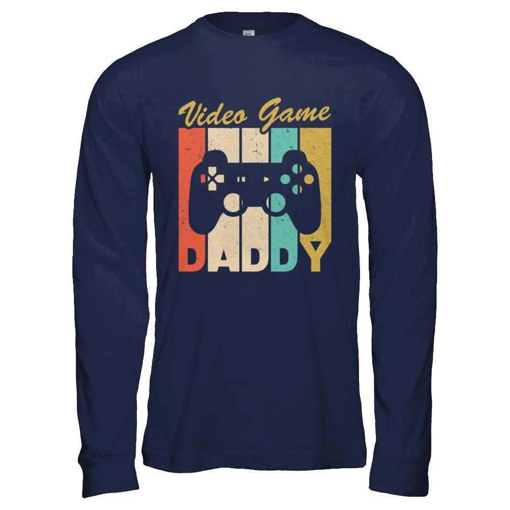 Retro Vintage Daddy Video Games Gaming Dad Fathers Day Gift-T-Shirt & Hoodie-Long Sleeve T-Shirt-Navy