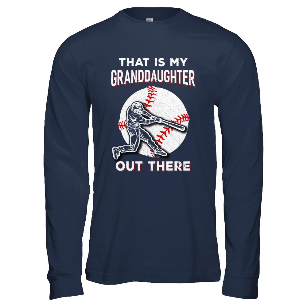 That's My Granddaughter Out There Baseball Grandma Papa-T-Shirt & Hoodie-Long Sleeve T-Shirt-Navy