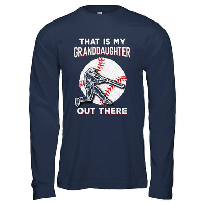 That's My Granddaughter Out There Baseball Grandma Papa-T-Shirt & Hoodie-Long Sleeve T-Shirt-Navy