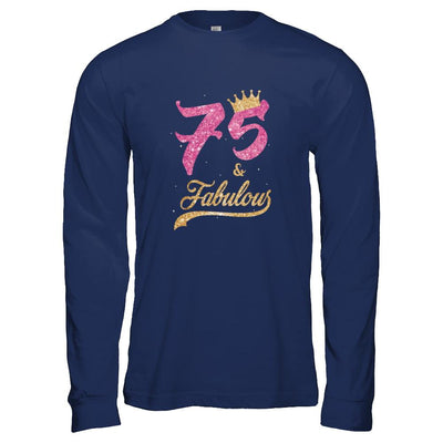 75 And Fabulous 1946 75th Birthday Gift-T-Shirt & Tank Top-Long Sleeve T-Shirt-Navy
