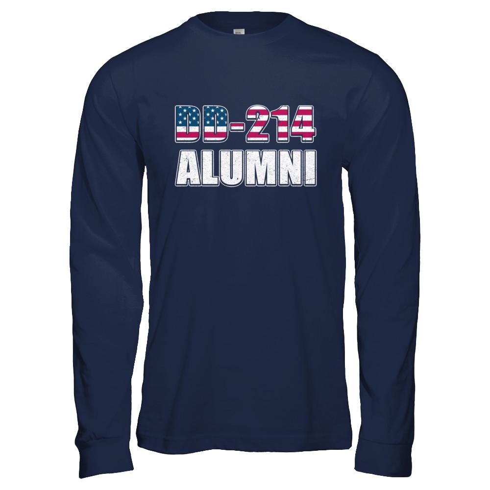Military DD-214 Alumni Vintage American US Veteran-T-Shirt & Hoodie-Long Sleeve T-Shirt-Navy