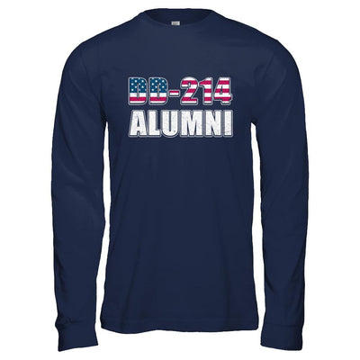 Military DD-214 Alumni Vintage American US Veteran-T-Shirt & Hoodie-Long Sleeve T-Shirt-Navy