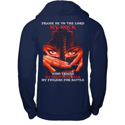 Praise Be To The Lord My Rock Who Trains My Hands For War-T-Shirt & Hoodie-Pullover Hoodie-Navy