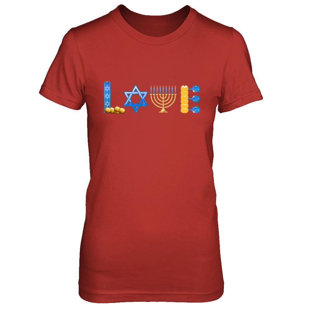 Jewish Love Happy Hanukkah Star Heart Gift-T-Shirt & Sweatshirt-Women's T-Shirt-Red