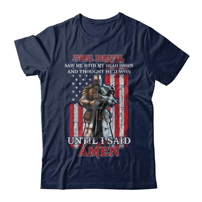 Knight American The Devil Saw Me With My Head Down Veteran-T-Shirt & Hoodie-Classic T-Shirt-Navy