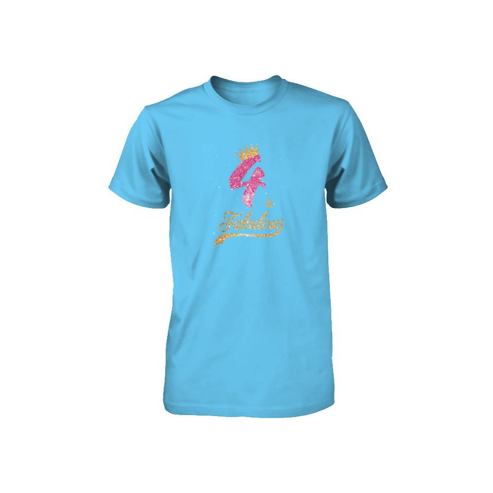 4Th And Fabulous Four Birthday Youth-Youth Shirt-Toddler T-Shirt-Light Blue