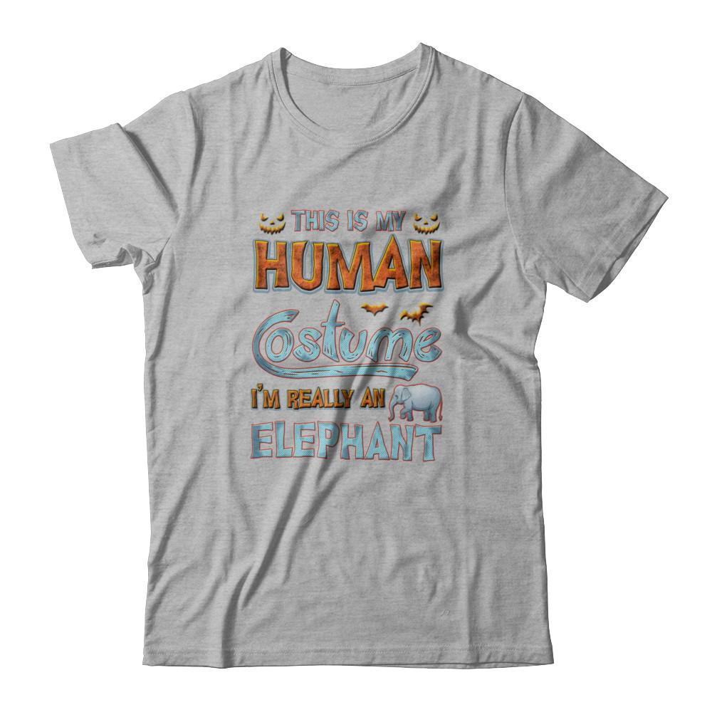 Elephant Halloween My Human Costume I'm Really An Elephant-T-Shirt & Tank Top-Premium T-Shirt-Heather Gray