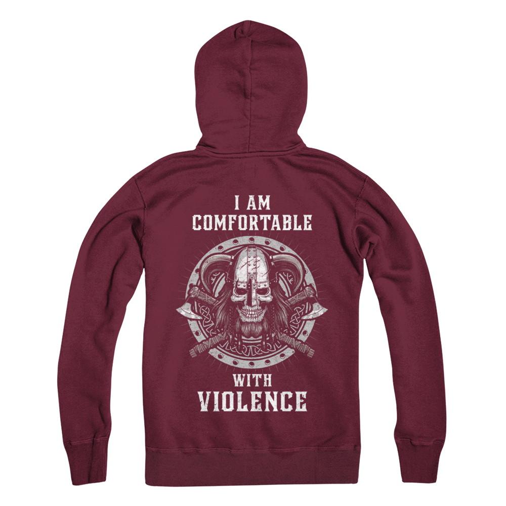 I Am Comfortable With Violence Valhalla Viking-T-Shirt & Hoodie-Pullover Hoodie-Maroon