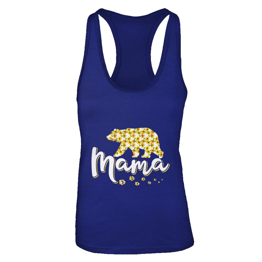Sunflower Bear Mothers Day Gift Flowers Mama Floral-T-Shirt & Tank Top-Women's Ideal Racerback Tank-Royal