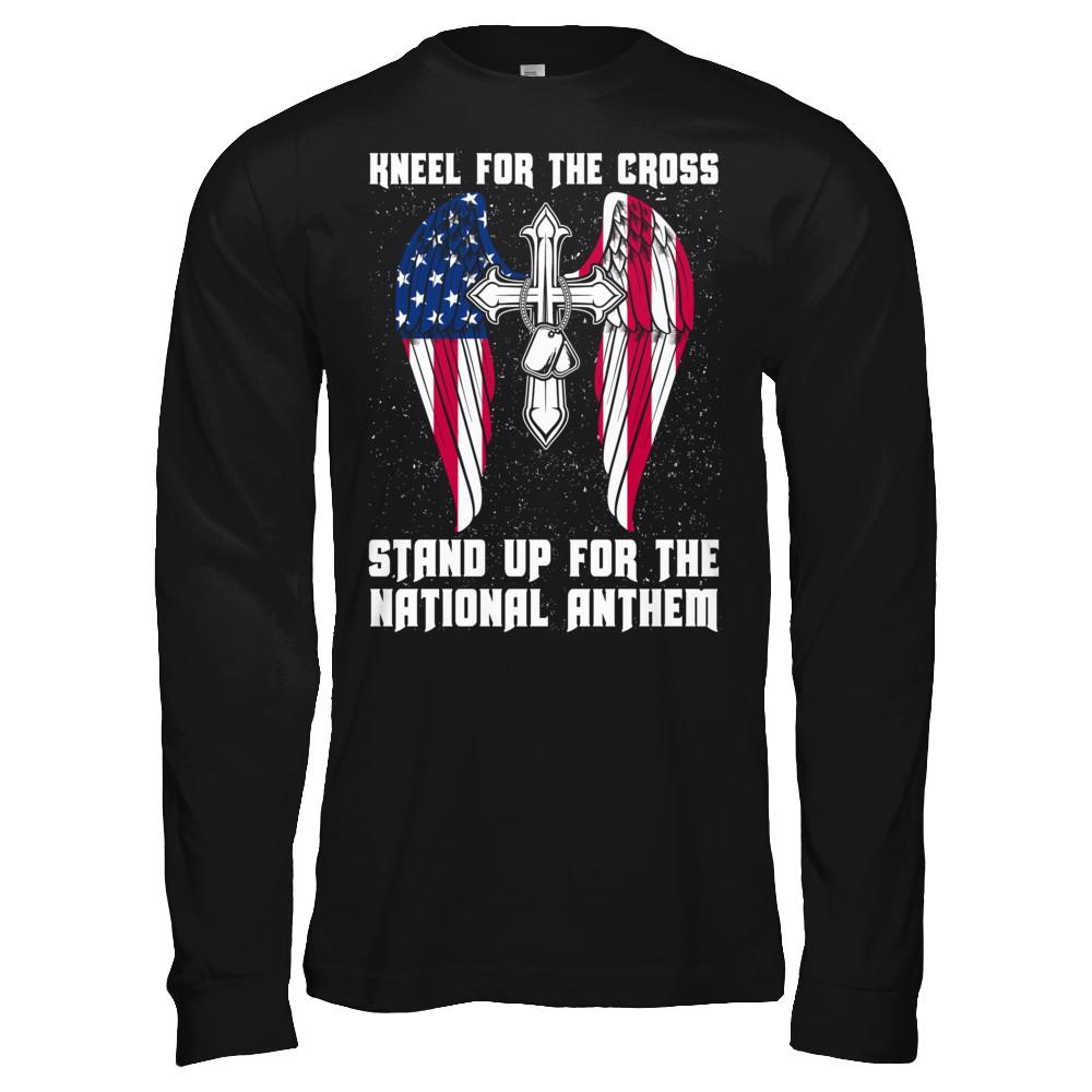 Kneel For The Cross Stand Up For The National Anthem-T-Shirt & Hoodie-Long Sleeve T-Shirt-Black