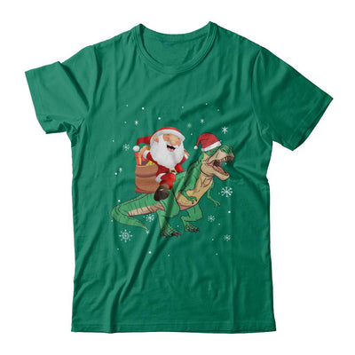Christmas Santa Kids Dinosaur T-Rex For Boys Kids-T-Shirt & Hoodie-Classic T-Shirt-Kelly Green