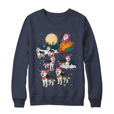Dog Reindeer Siberian Husky Christmas Gift-T-Shirt & Sweatshirt-Crewneck Sweatshirt-Navy