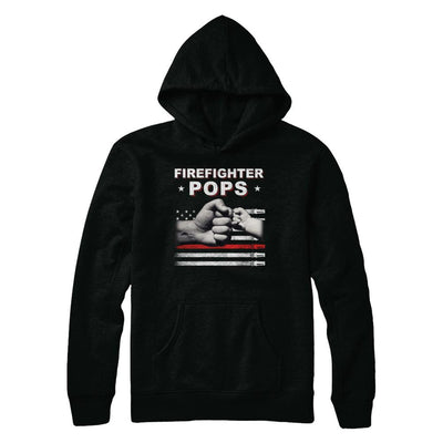 Firefighter Fireman Pops American Flag Fathers Day-T-Shirt & Hoodie-Pullover Hoodie-Black