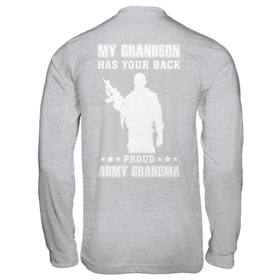 My Grandson Has Your Back Proud Proud Army Grandma-T-Shirt & Hoodie-Long Sleeve T-Shirt-Sport Grey