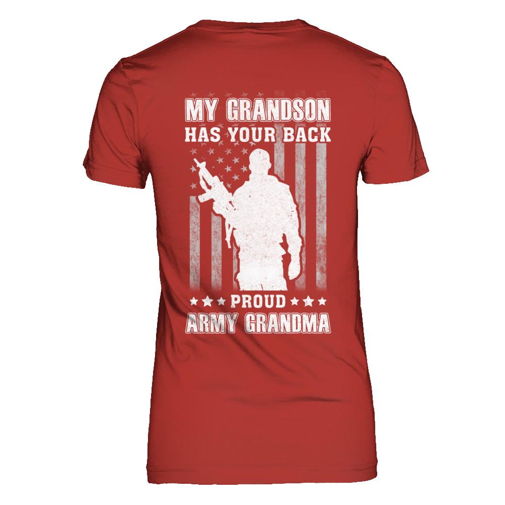 My Grandson Has Your Back Proud Proud Army Grandma-T-Shirt & Hoodie-Women's T-Shirt-Red