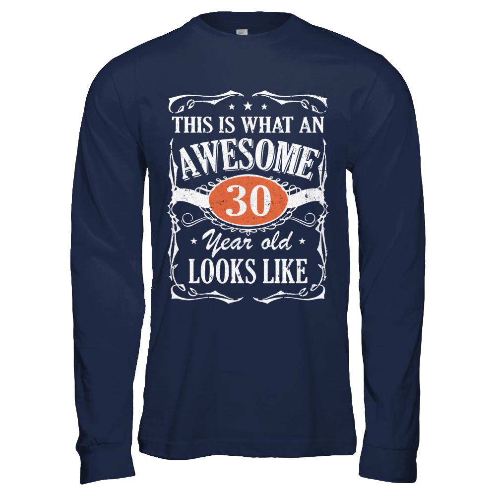 Vintage This Is What An Awesome 30 Year Old 1991 Birthday-T-Shirt & Hoodie-Long Sleeve T-Shirt-Navy