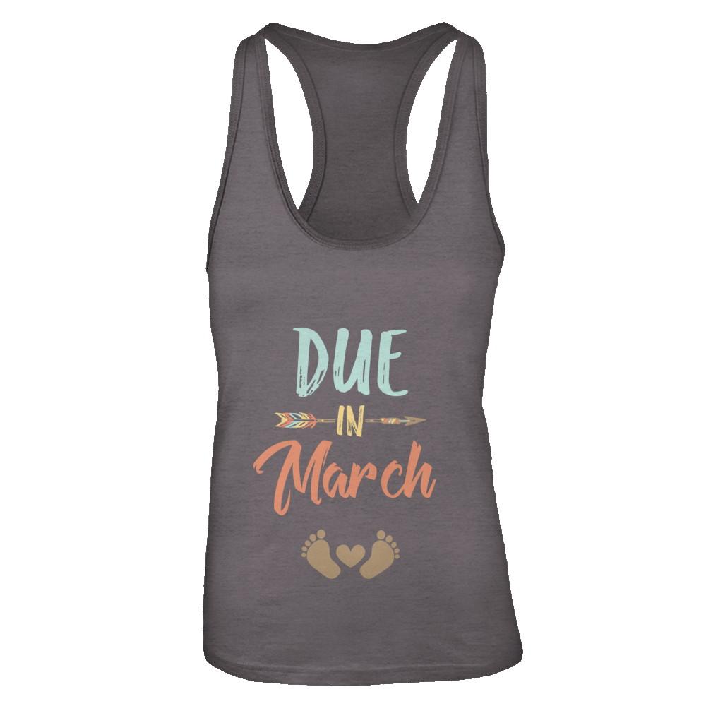 Due Date March 2021 Announcement Mommy Bump Pregnancy-T-Shirt & Tank Top-Women's Ideal Racerback Tank-Dark Grey