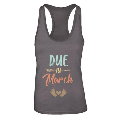 Due Date March 2021 Announcement Mommy Bump Pregnancy-T-Shirt & Tank Top-Women's Ideal Racerback Tank-Dark Grey