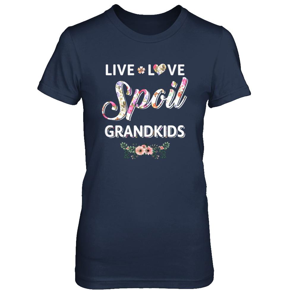 Funny Grandma Live Love Spoil Grandkids Mothers Day-T-Shirt & Hoodie-Women's T-Shirt-Navy