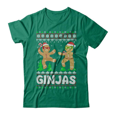 Ginjas Gingerbread Ninjas Funny Ugly Christmas Sweater-T-Shirt & Sweatshirt-Classic T-Shirt-Kelly Green