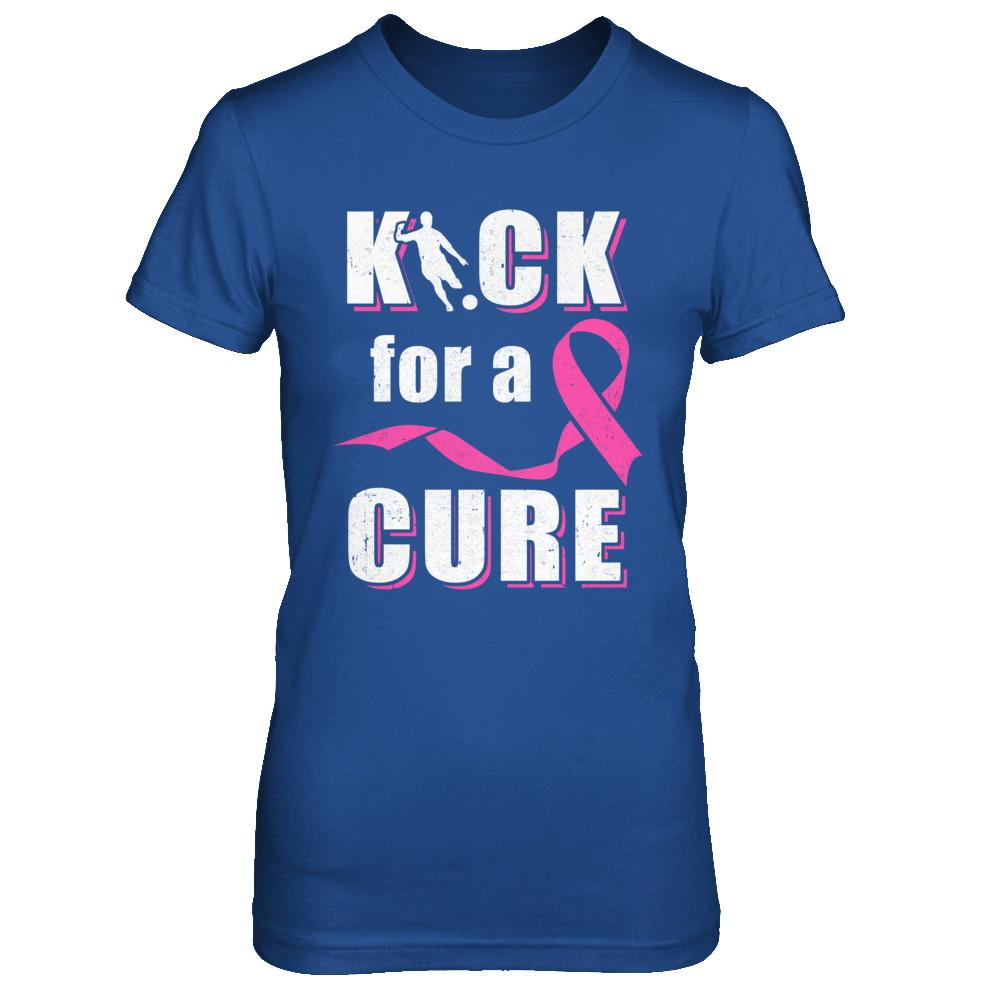 Kick For A Cure Soccer Pink Breast Cancer Awareness-T-Shirt & Hoodie-Women's T-Shirt-Royal