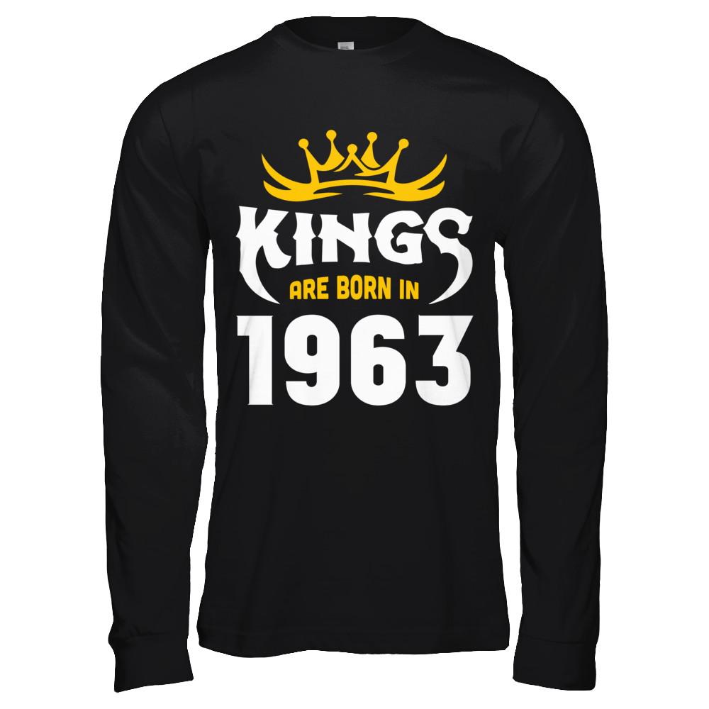 Kings Are Born In 1963 Birthday Gift-T-Shirt & Hoodie-Long Sleeve T-Shirt-Black