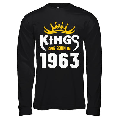 Kings Are Born In 1963 Birthday Gift-T-Shirt & Hoodie-Long Sleeve T-Shirt-Black