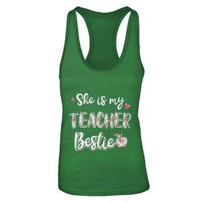 She Is My Teacher Bestie Funny Students-T-Shirt & Tank Top-Women's Ideal Racerback Tank-Kelly Green