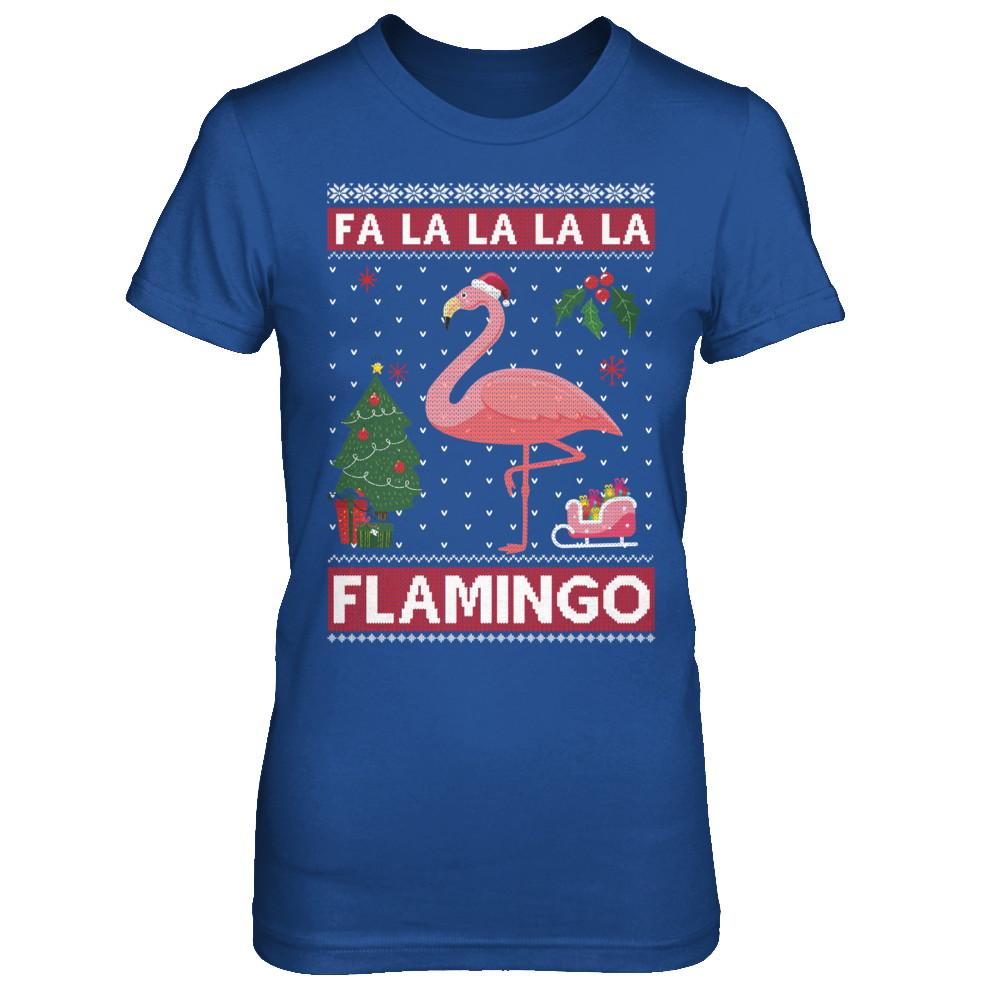 Cute Pink Flamingo Santa Hat Merry Christmas Sweater-T-Shirt & Sweatshirt-Women's T-Shirt-Royal