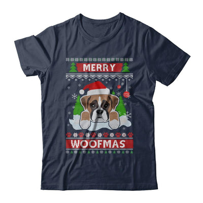 Boxer Merry Woofmas Ugly Christmas Sweater-T-Shirt & Sweatshirt-Classic T-Shirt-Navy