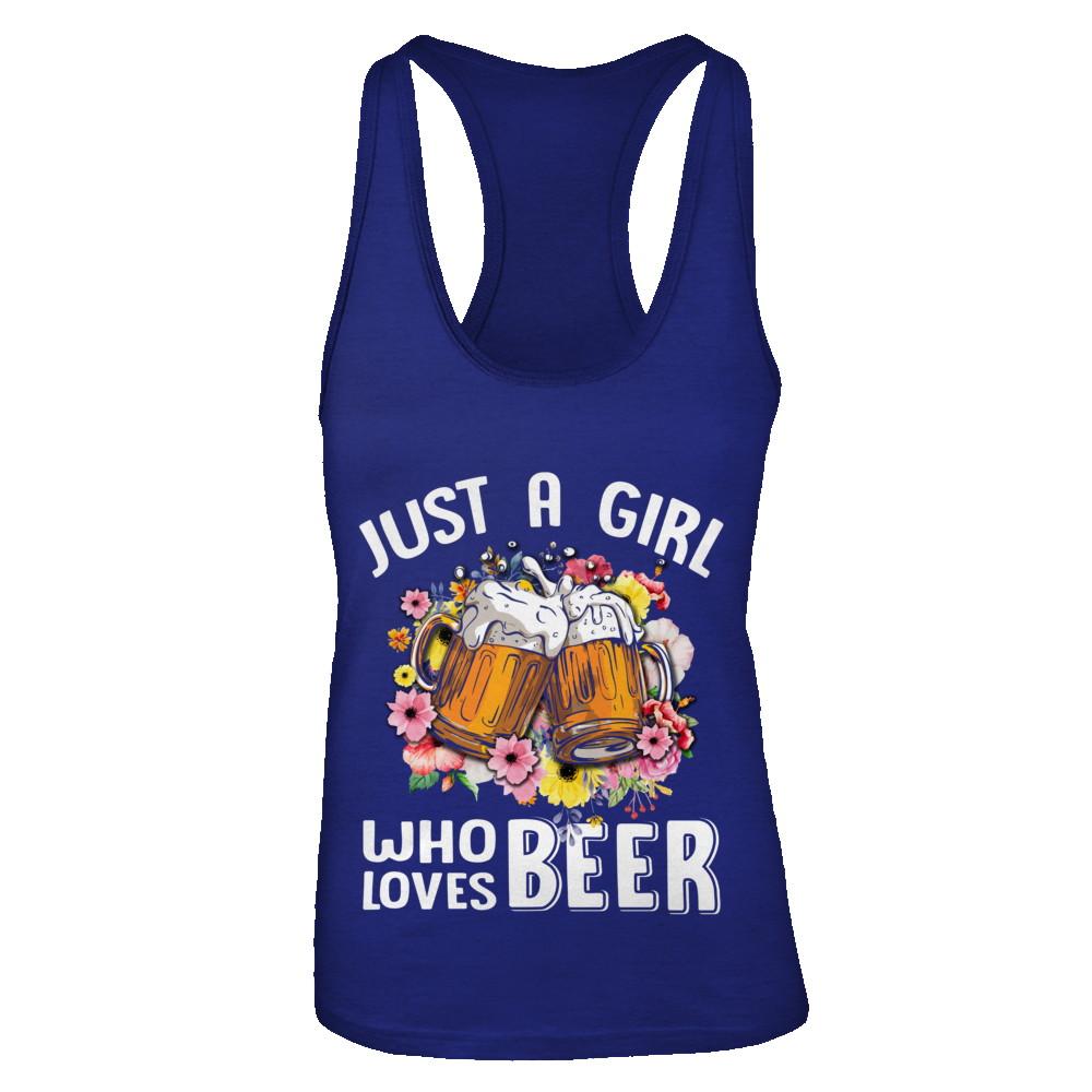 Just A Woman Who Loves Beer-T-Shirt & Tank Top-Women's Ideal Racerback Tank-Royal