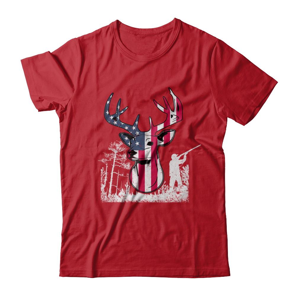 American Flag Hunting Dear Vintage 4Th July Gifts-T-Shirt & Hoodie-Classic T-Shirt-Red