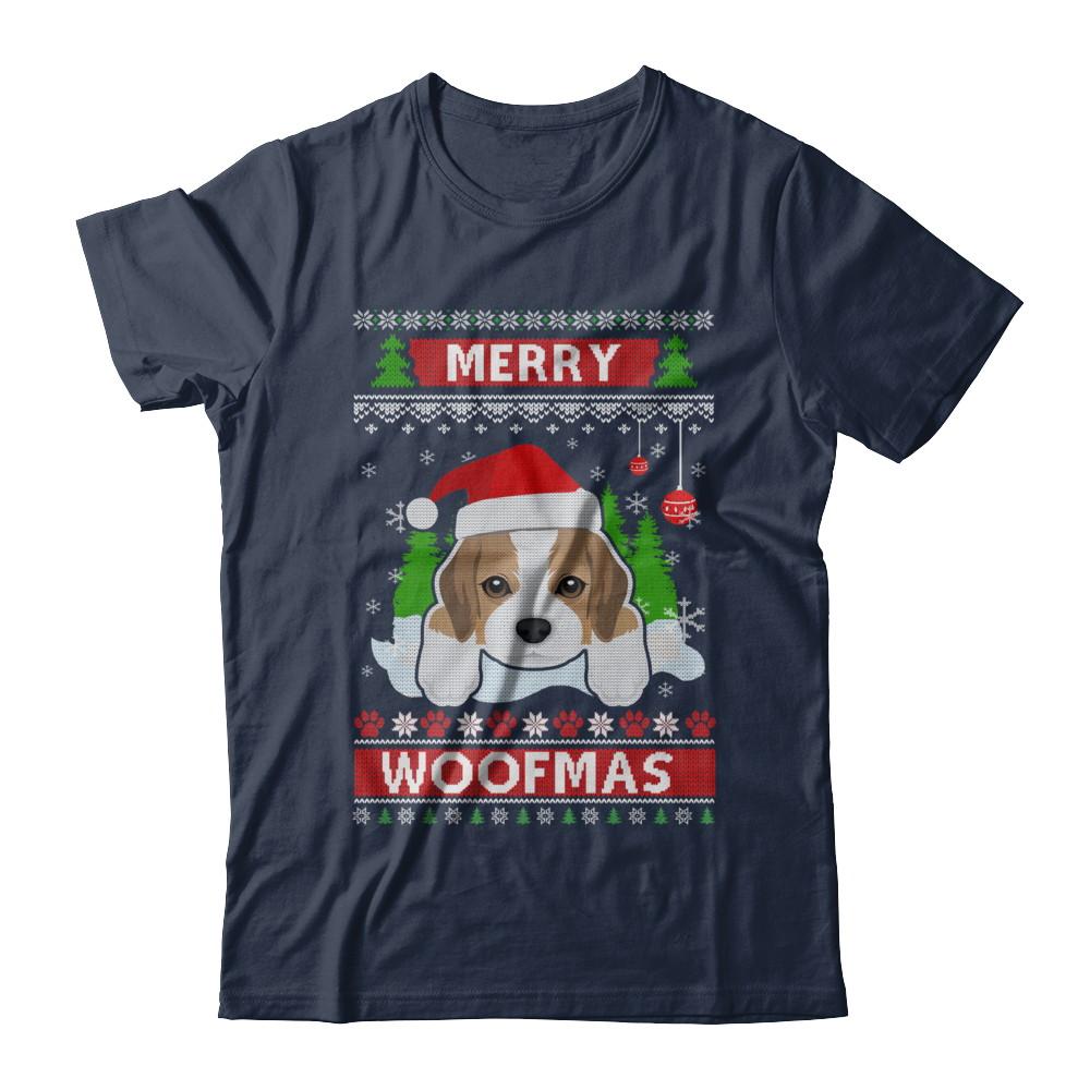 Beagle Merry Woofmas Ugly Christmas Sweater-T-Shirt & Sweatshirt-Classic T-Shirt-Navy