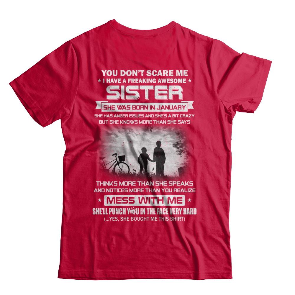 Freaking Awesome Sister She Was Born In January Brother-T-Shirt & Hoodie-Classic T-Shirt-Red