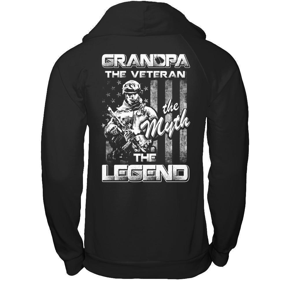 Grandpa The Veteran The Myth The Legend-T-Shirt & Hoodie-Pullover Hoodie-Black