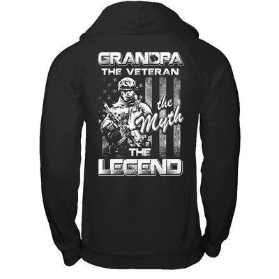 Grandpa The Veteran The Myth The Legend-T-Shirt & Hoodie-Pullover Hoodie-Black