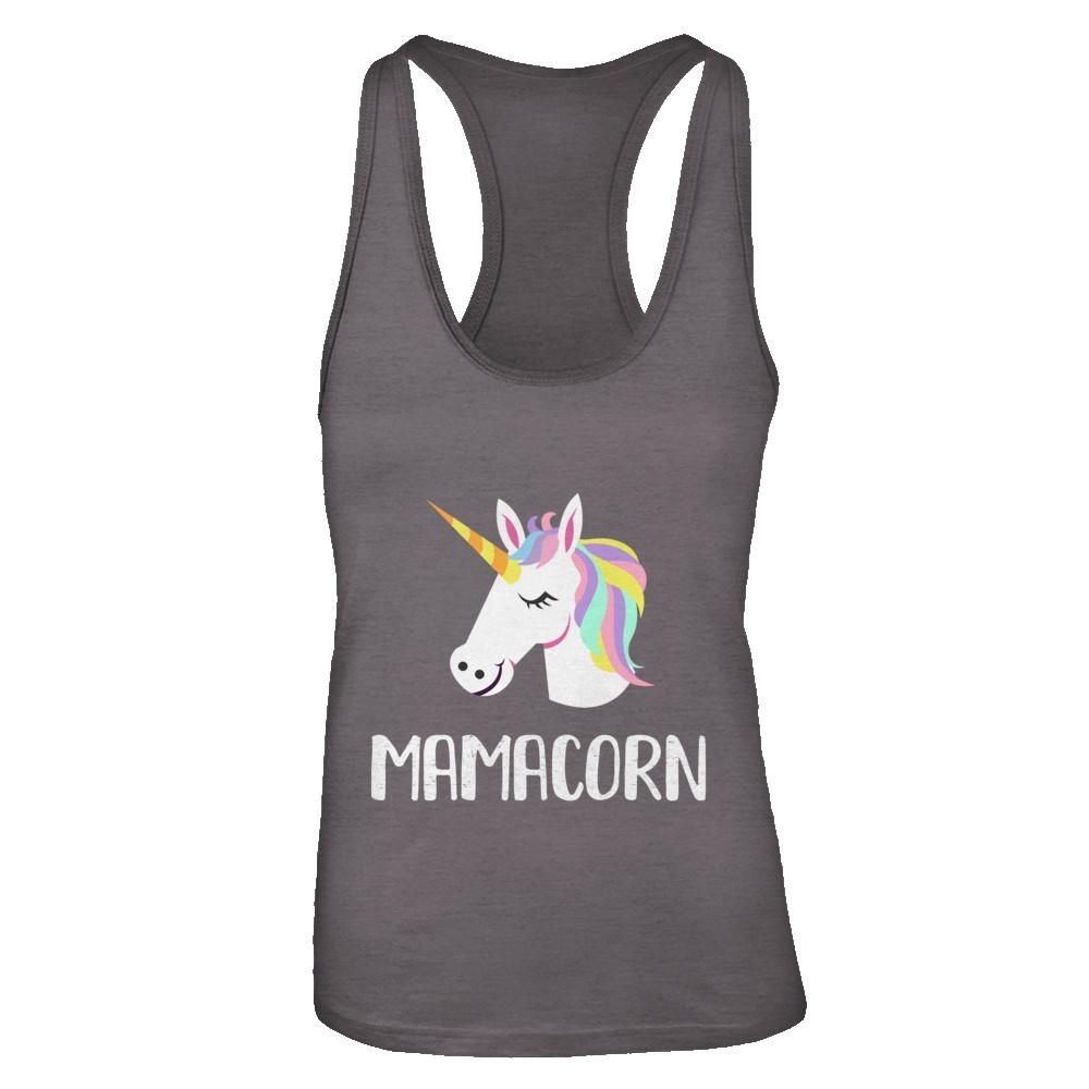 Unicorn Mom And Baby Mamacorn Mama Mother Day Gift-T-Shirt & Tank Top-Women's Ideal Racerback Tank-Dark Grey