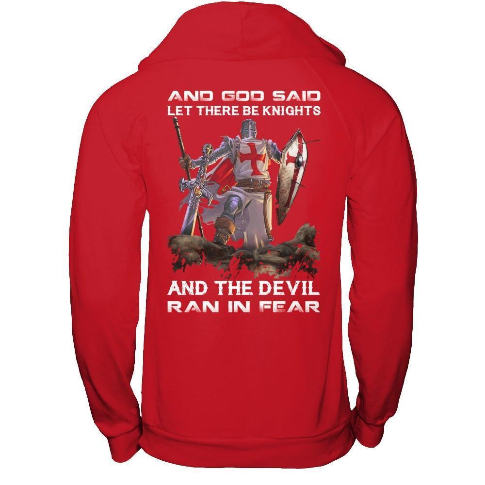 Knight Templar And God Said Let There Be Knights And The Devil Ran In Fear-T-Shirt & Hoodie-Pullover Hoodie-Red
