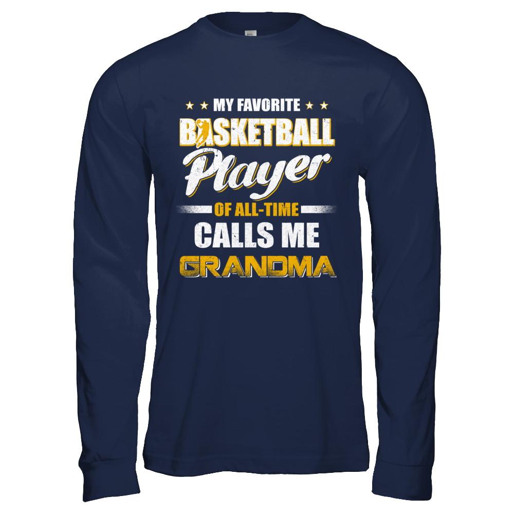 My Favorite Basketball Player Calls Me Grandma Basketball-T-Shirt & Hoodie-Long Sleeve T-Shirt-Navy