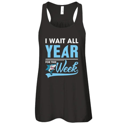 Week For Sharks Wait All Year For This Week Shark-T-Shirt & Tank Top-Women's Flowy Racerback Tank-Black