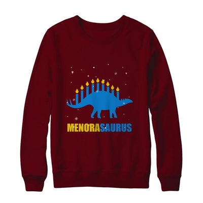 Funny Hanukkah Dinosaur Menorah Stegosaurus Menorasaurus-T-Shirt & Sweatshirt-Crewneck Sweatshirt-Maroon