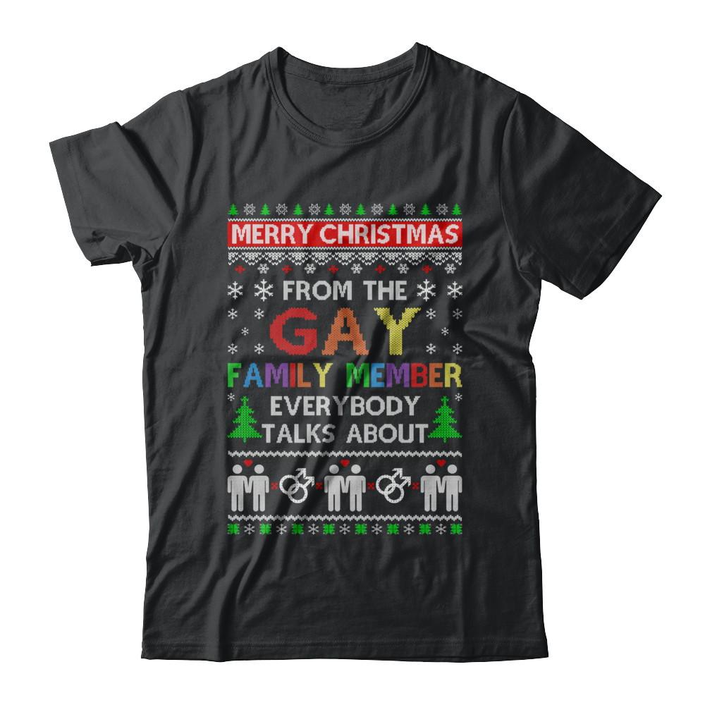 LGBT Merry Christmas From Gay Family Ugly Christmas Sweater-T-Shirt & Sweatshirt-Classic T-Shirt-Black
