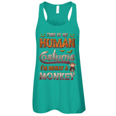 Monkey Halloween My Human Costume I'm Really A Monkey-T-Shirt & Tank Top-Women's Flowy Racerback Tank-Kelly
