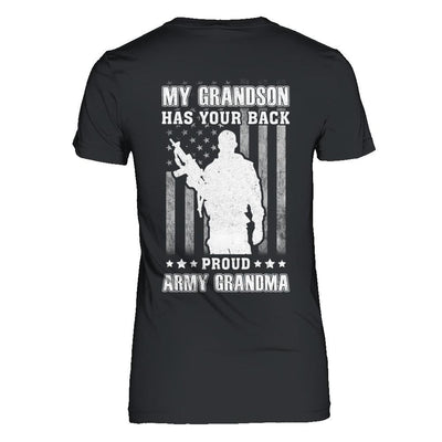 My Grandson Has Your Back Proud Proud Army Grandma-T-Shirt & Hoodie-Women's T-Shirt-Black