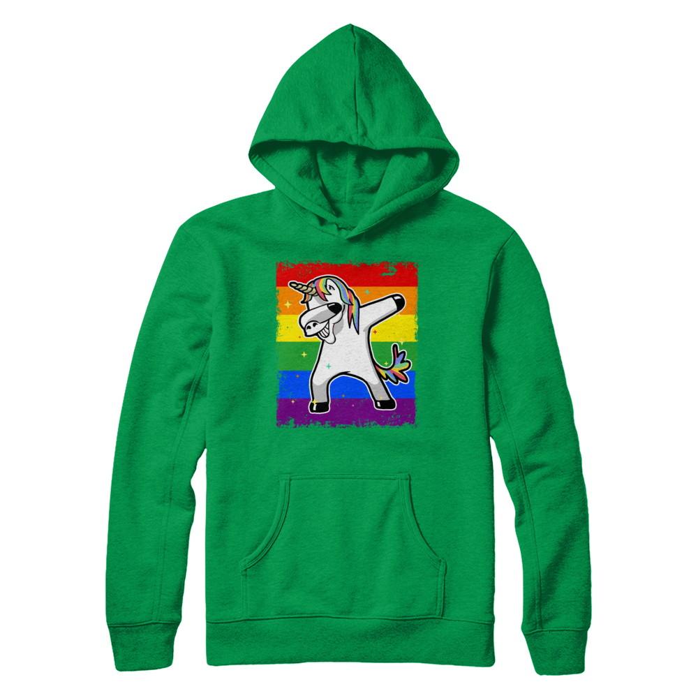 Dabbing Unicorn Lgbt Gay Pride Flag-T-Shirt & Hoodie-Pullover Hoodie-Irish Green