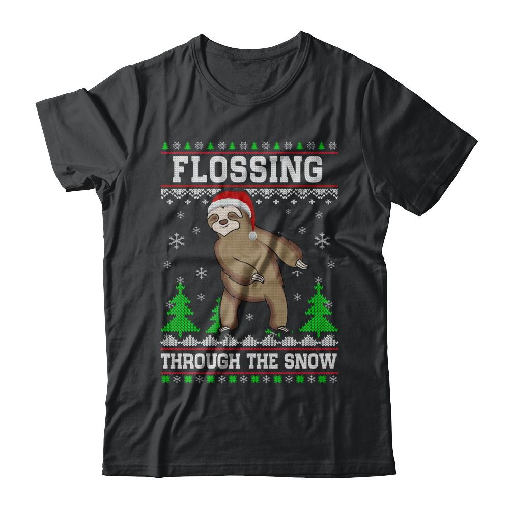 Funny Flossing Sloth Ugly Christmas Sweater Flossin'