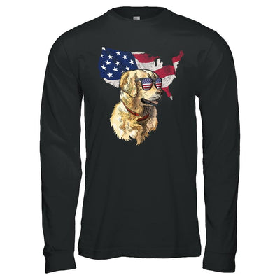 Funny Patriot Golden Retriever Dog 4Th Of July American Flag-T-Shirt & Hoodie-Long Sleeve T-Shirt-Black