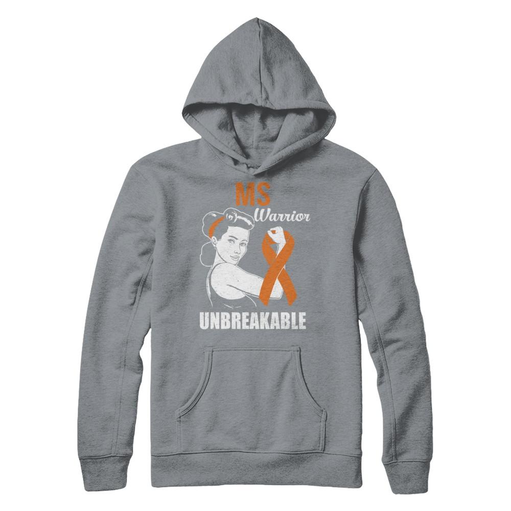 MS Warrior Unbreakable Multiple Sclerosis Awareness-T-Shirt & Hoodie-Pullover Hoodie-Light Steel
